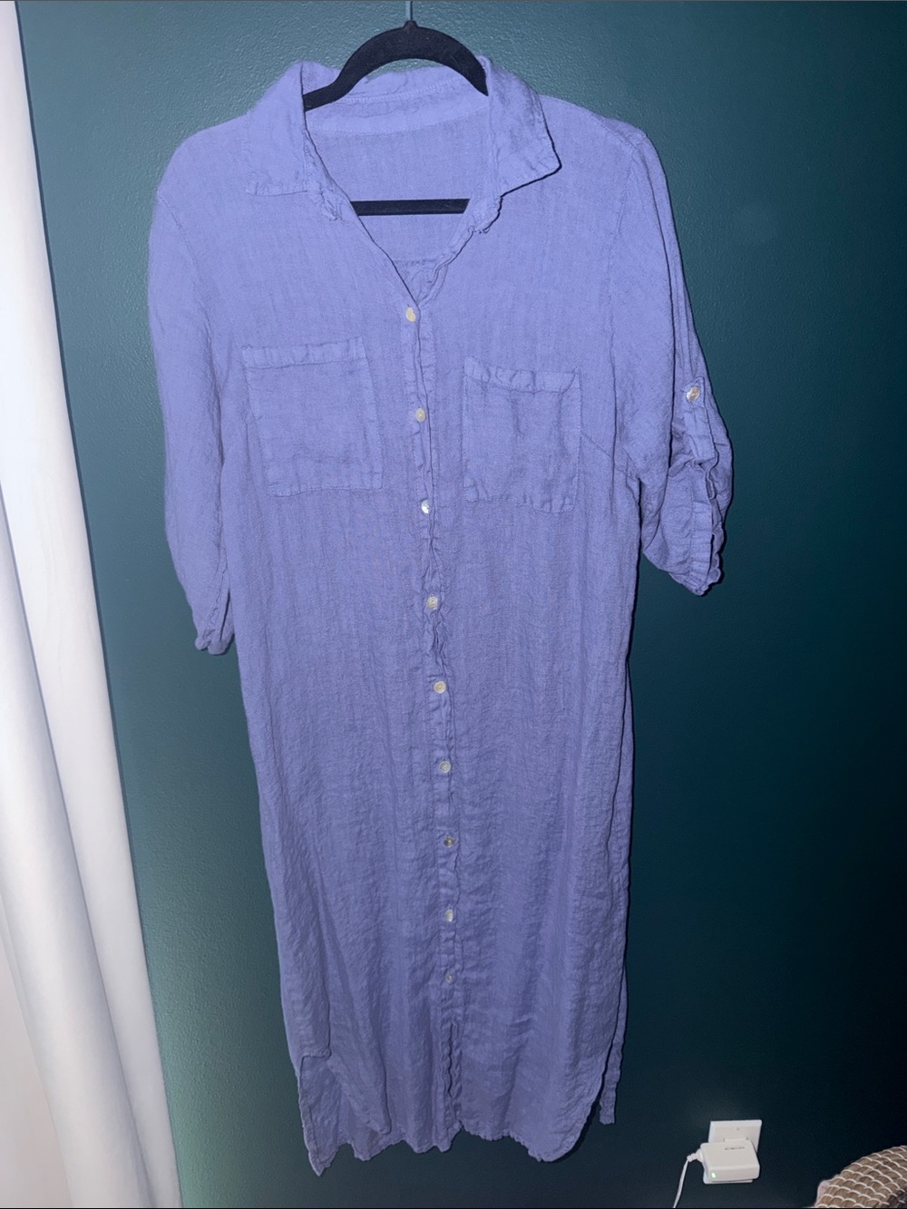 Casual Navy Button-Front Maxi Dress